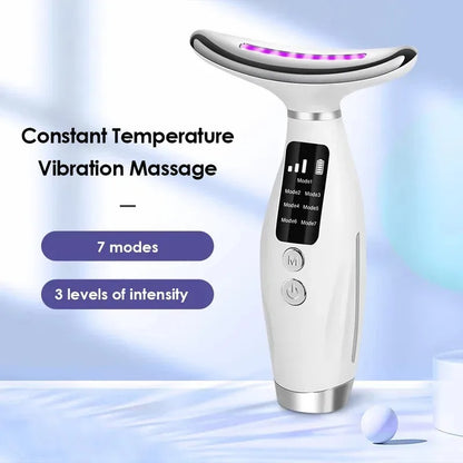 7 in 1 Neck & Face Massager, USB Rechargeable Neck Massage Tool, Constant Temperature Heating & Vibration Beauty Instrument, Face Lifting Device, Perfect Gift for Women