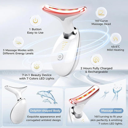 LED Light Therapy & Heat Treatment Anti Wrinkle Face & Neck Massager
